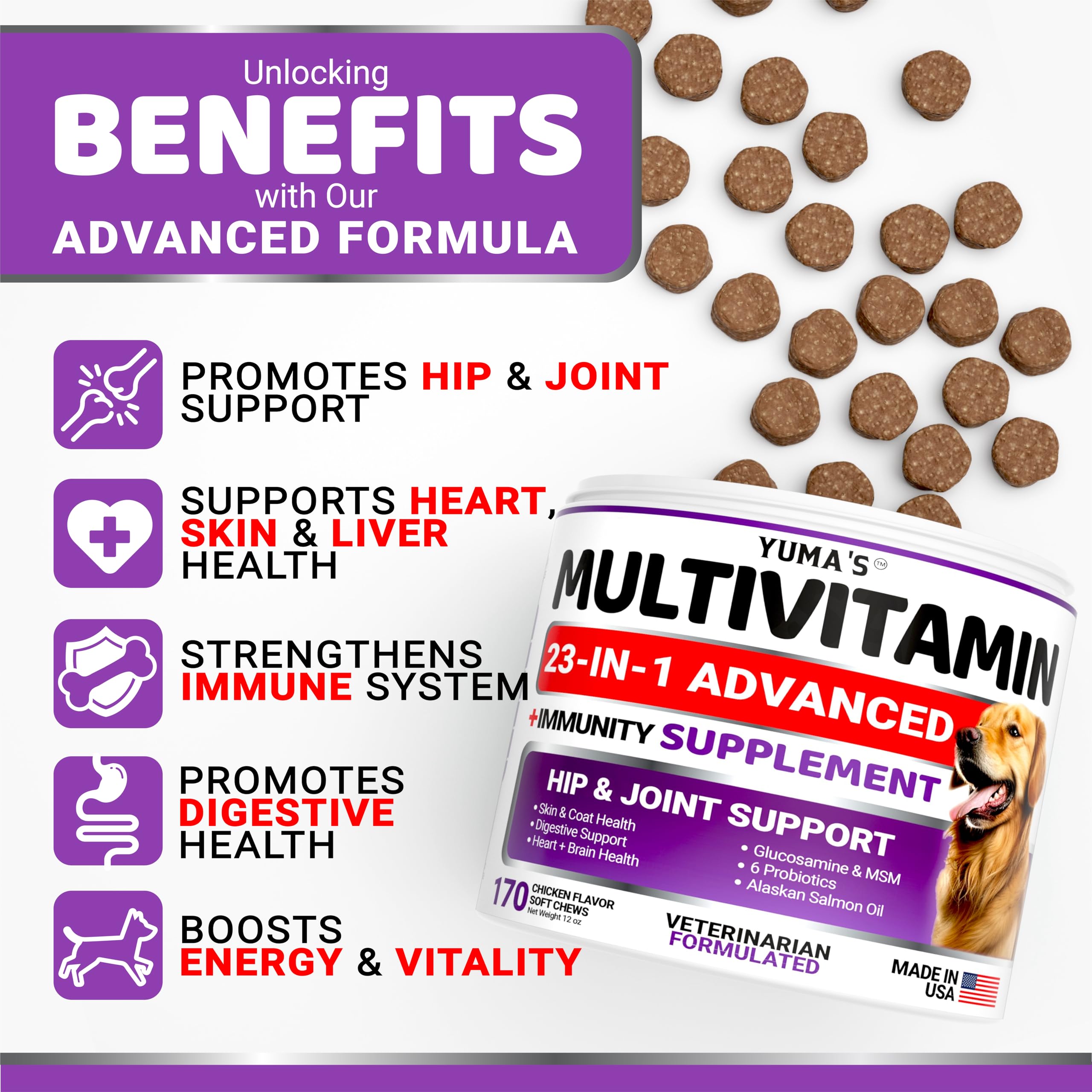 YUMA'S – gelules-multivitamine-glucosamine soutient articulations et mobilité