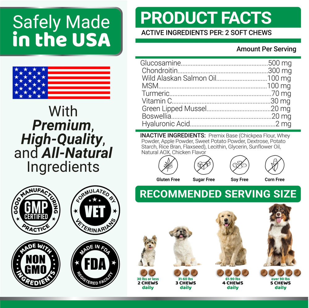 YUMA'S Glucosamine: friandises faciles à mâcher, texture agréable pour les chiens actifs.