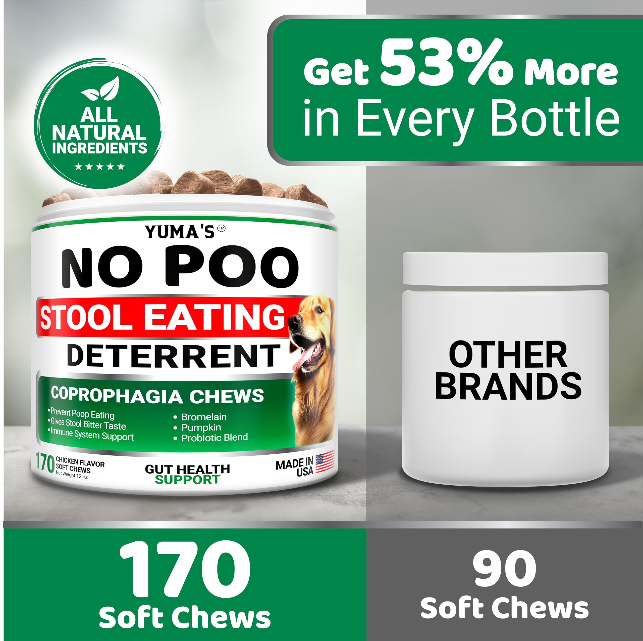 YUMA'S No Poo Chews — fabriqué aux États‑Unis avec des ingrédients naturels et de qualité.