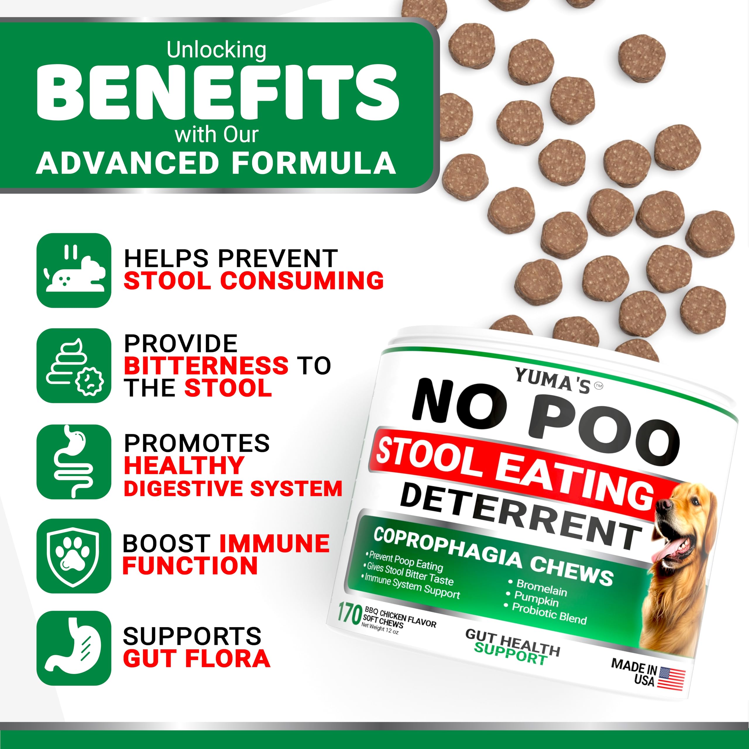 Friandises YUMA'S No Poo Chews pour chien, goût apprécié.