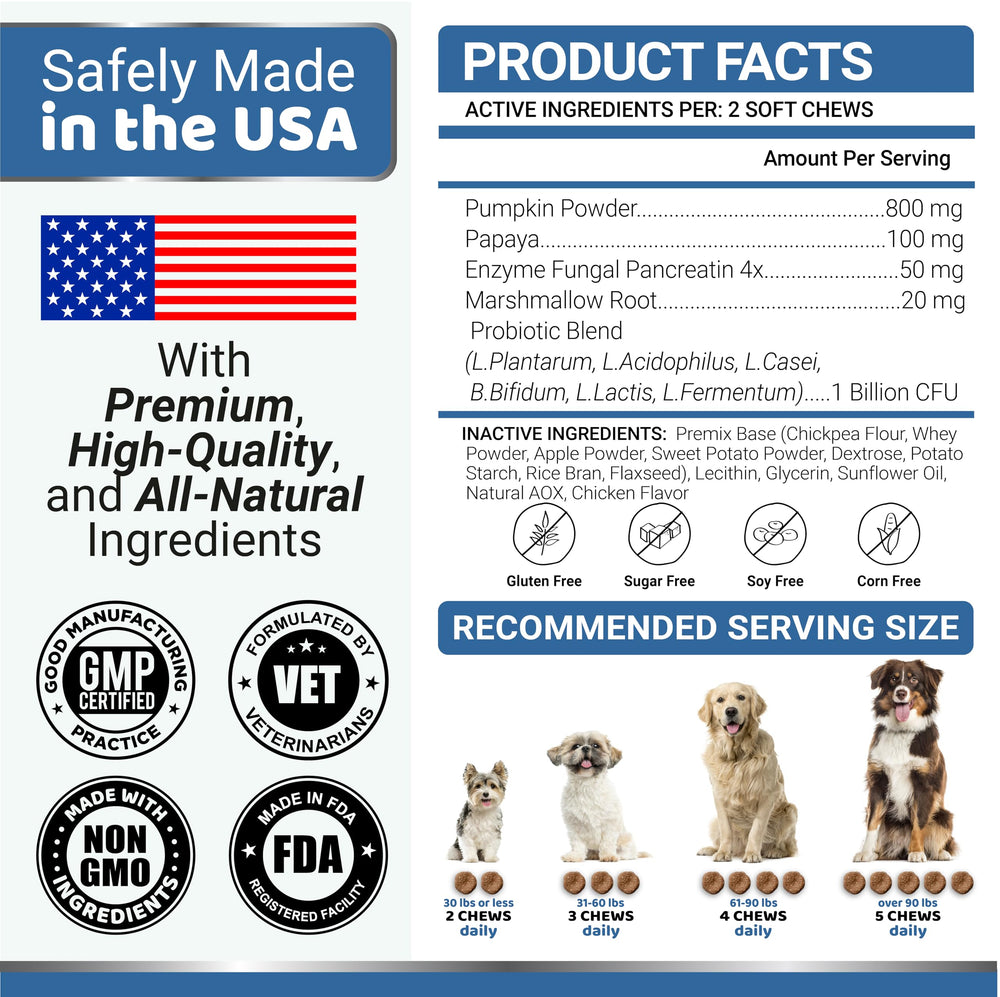 YUMA'S Probiotiques pour chiens — fabrique USA, traçabilité et qualité assurées.