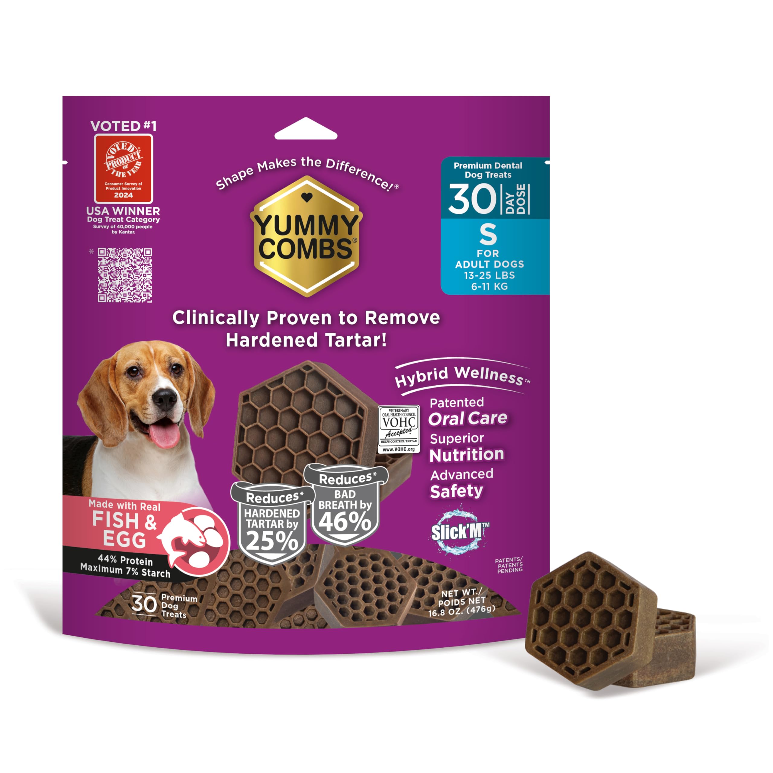 Yummy Combs, forme alveoles miel, nettoie autour de chaque dent.