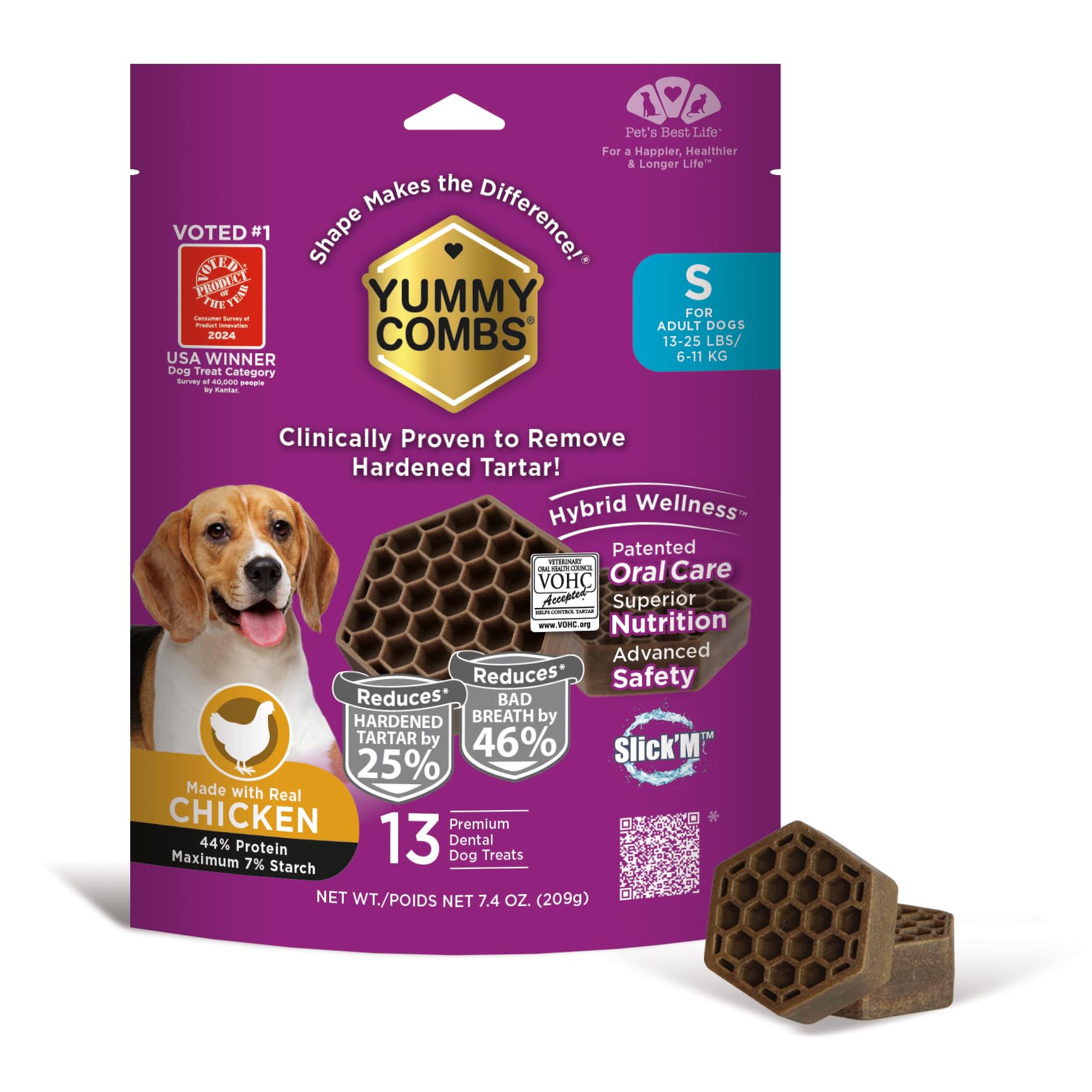 Yummy Combs; forme miel dent: nettoyage 360° autour des dents et gencives.