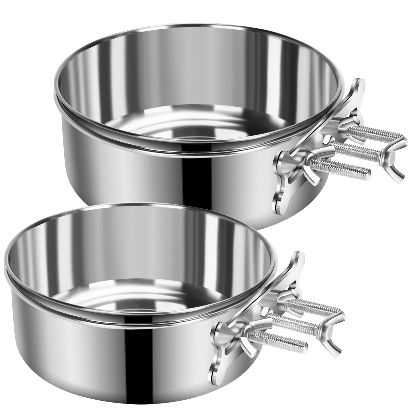Bol d'eau en inox Yummy Sam fixé sur cage, pratique et anti-débordement.