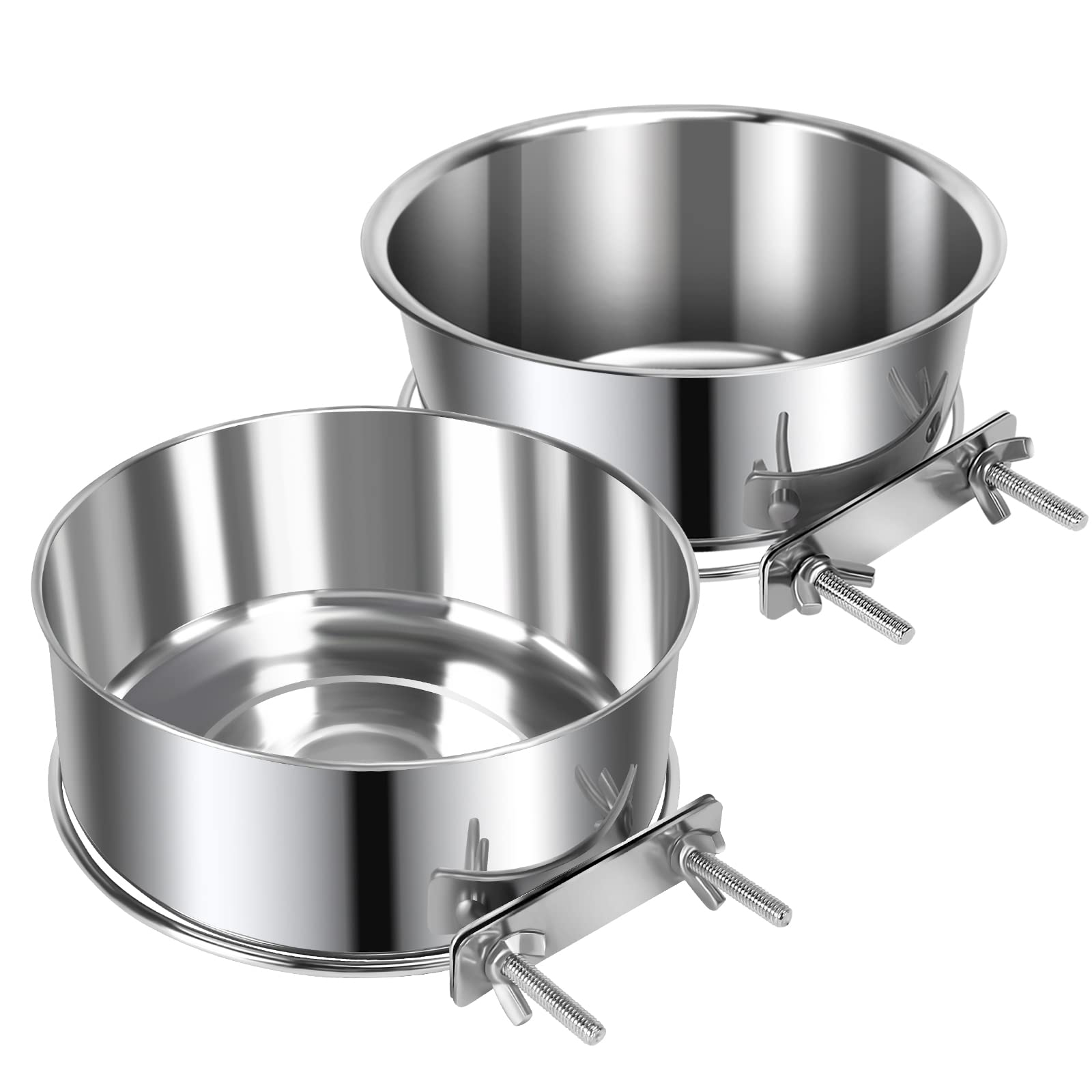 Bol Yummy Sam anti-débordement en inox monté sur cage, repas sans dégâts.