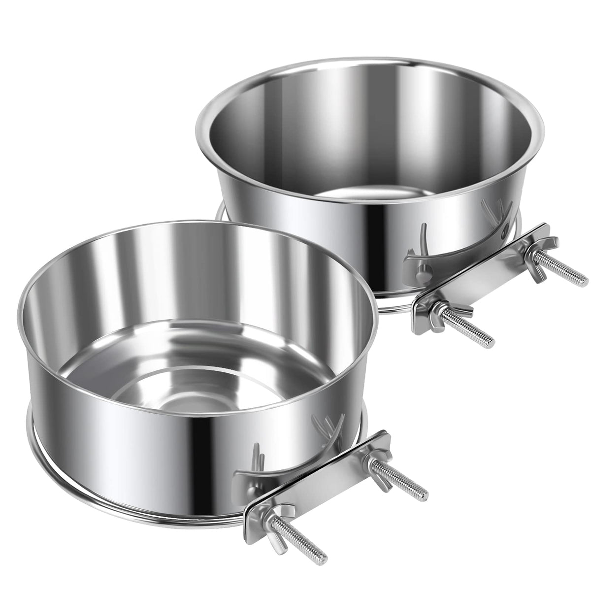 Bol Yummy Sam anti-débordement en inox monté sur cage, repas sans dégâts.