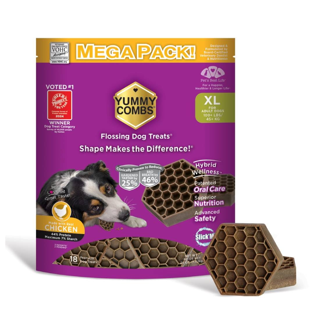 Emballage Yummy Combs affichant l’étiquette prête à découvrir l’hygiène dentaire.
