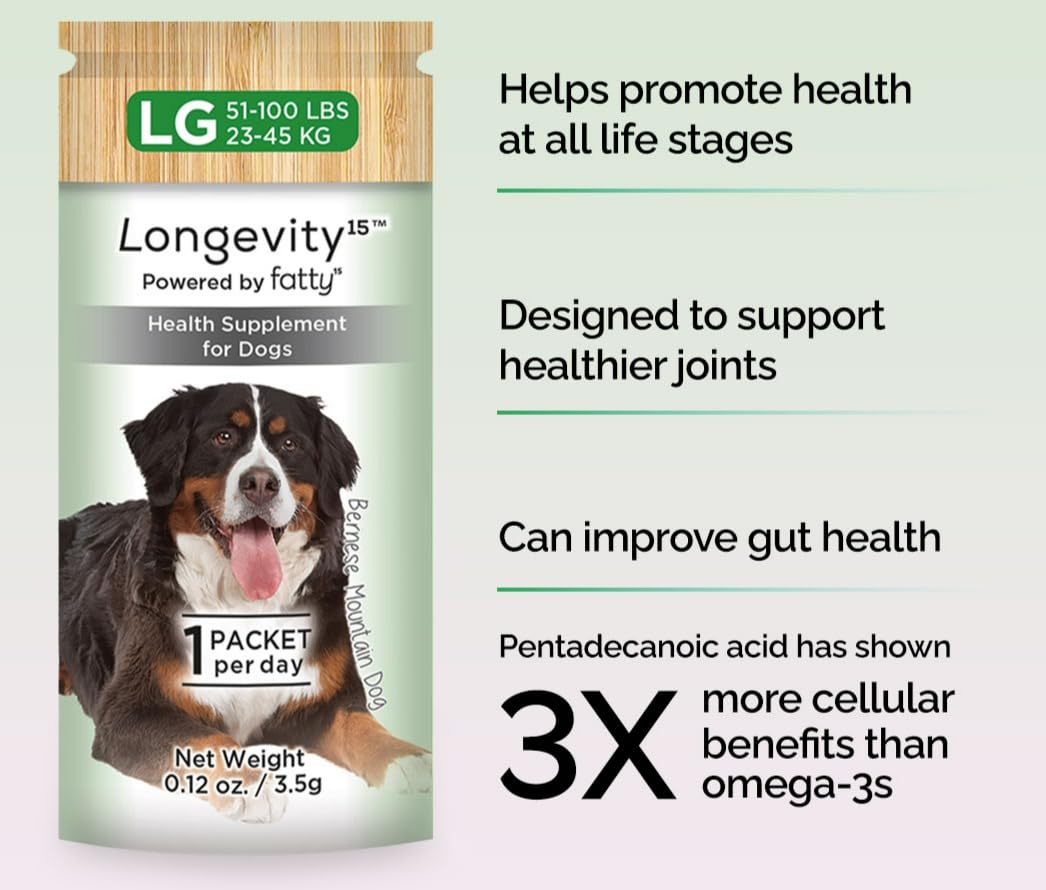 Dose quotidienne Longevity15, facilité d’administration pour chien.