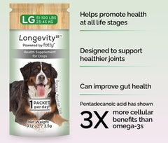Yummy Combs Longevity15 — complément chien — capsules faciles pour grands chiens actifs.