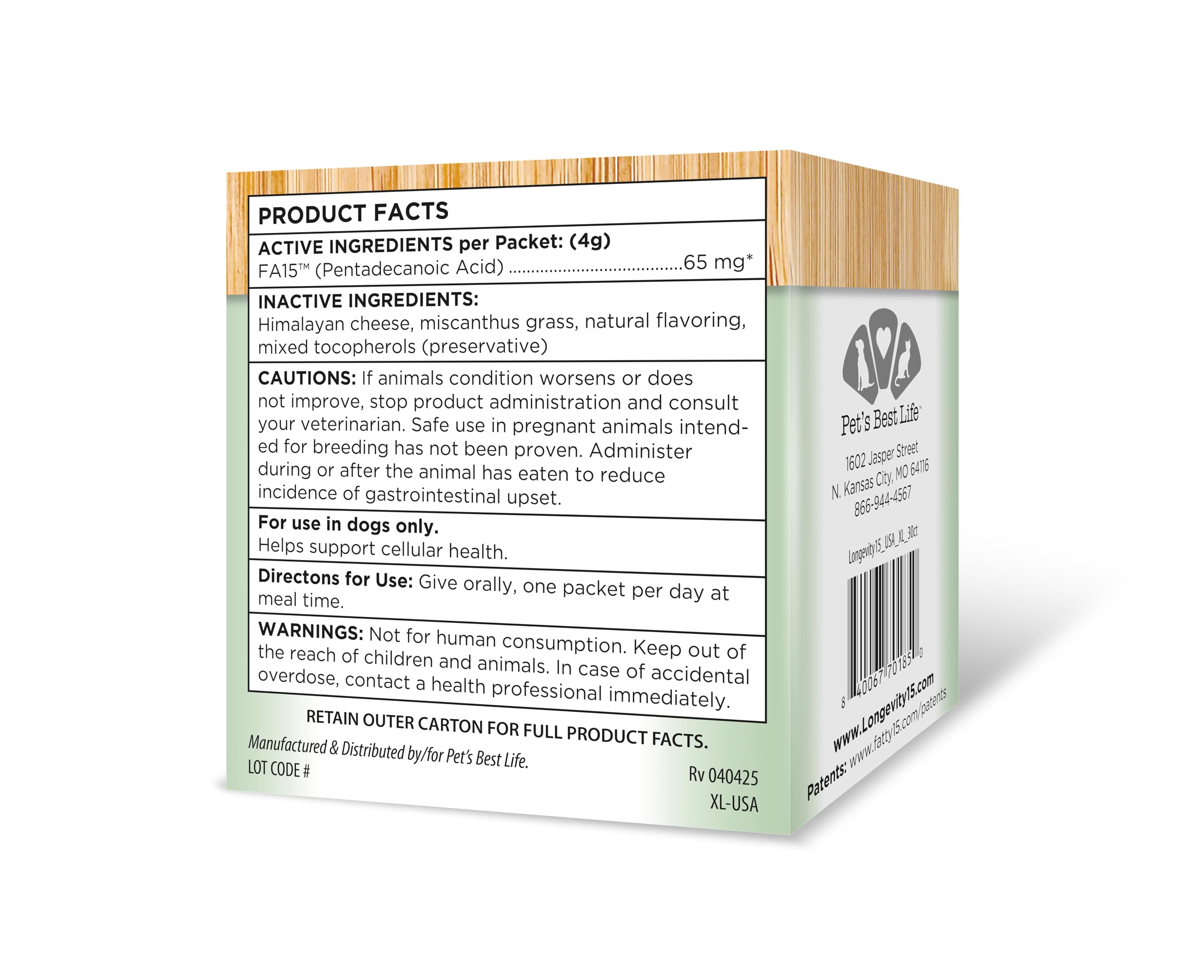 Yummy Combs Longevity15 — guide d’utilisation — routine nutritionnelle adaptée pour chiens très grands.
