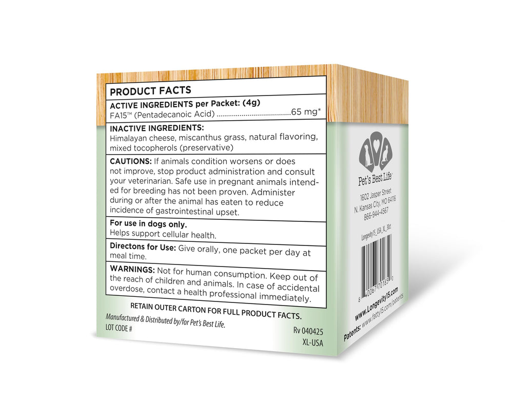 Yummy Combs Longevity15 — guide d’utilisation — routine nutritionnelle adaptée pour chiens très grands.