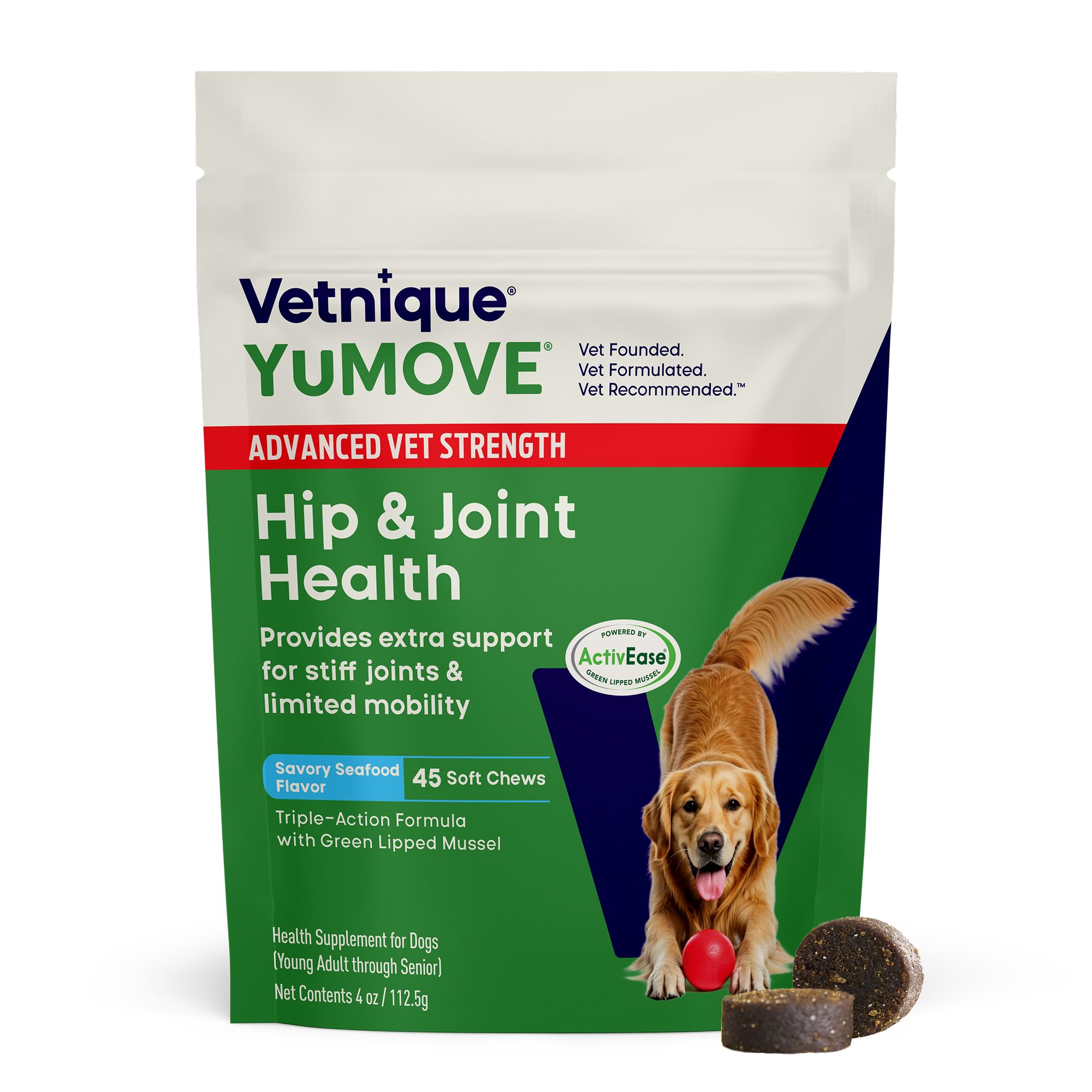 YuMOVE bouteille régulière montrant le format pratique pour chiens et une routine quotidienne.