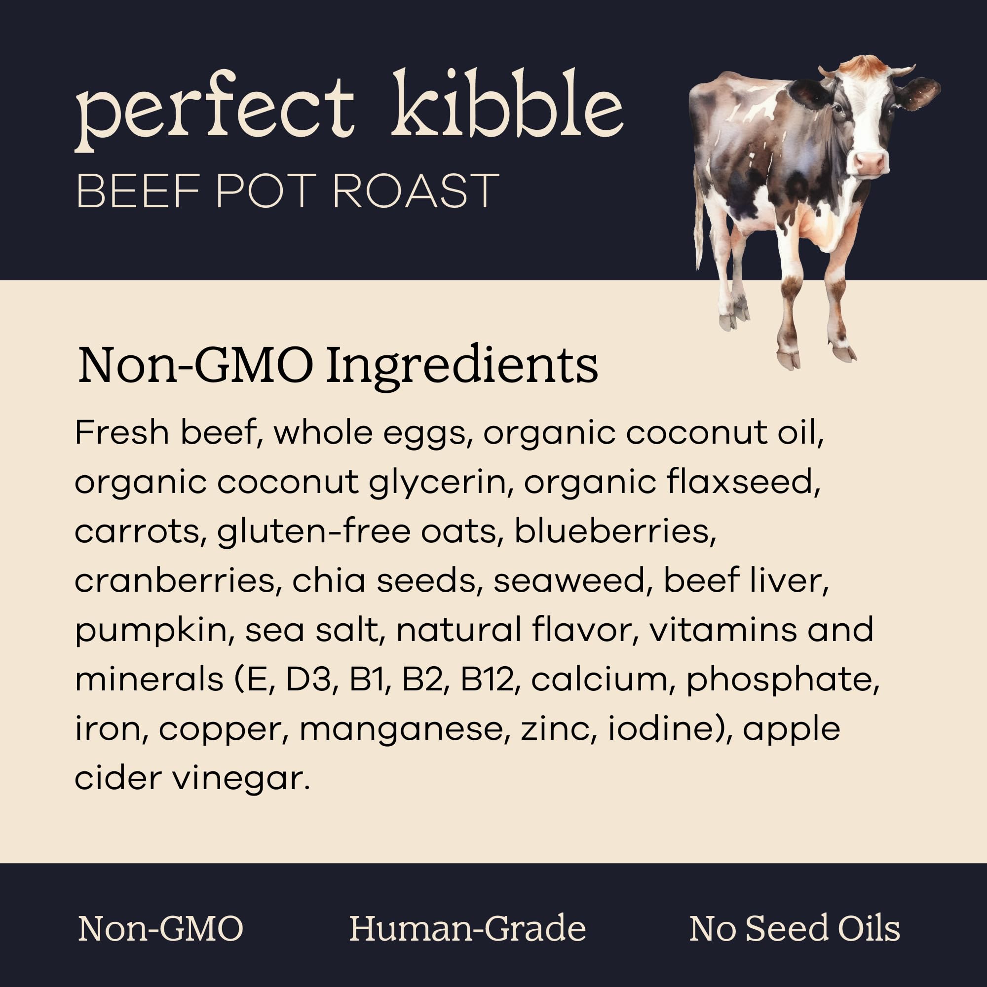 Étiquette USDA et absence d’OGM sur Yumwoof Perfect Kibble.