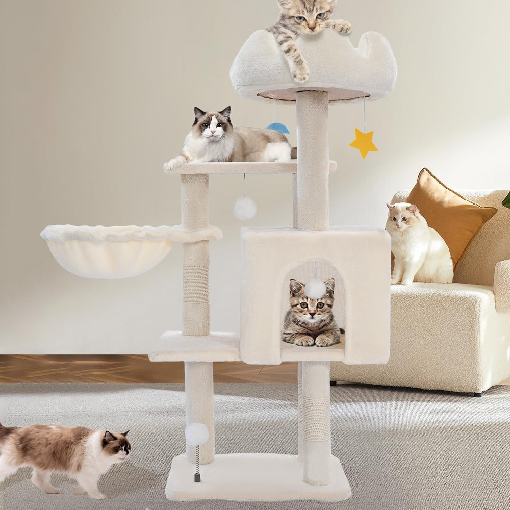 Yungaspy Arbre à Chat Tour: design moderne en blanc pour intérieur élégant.