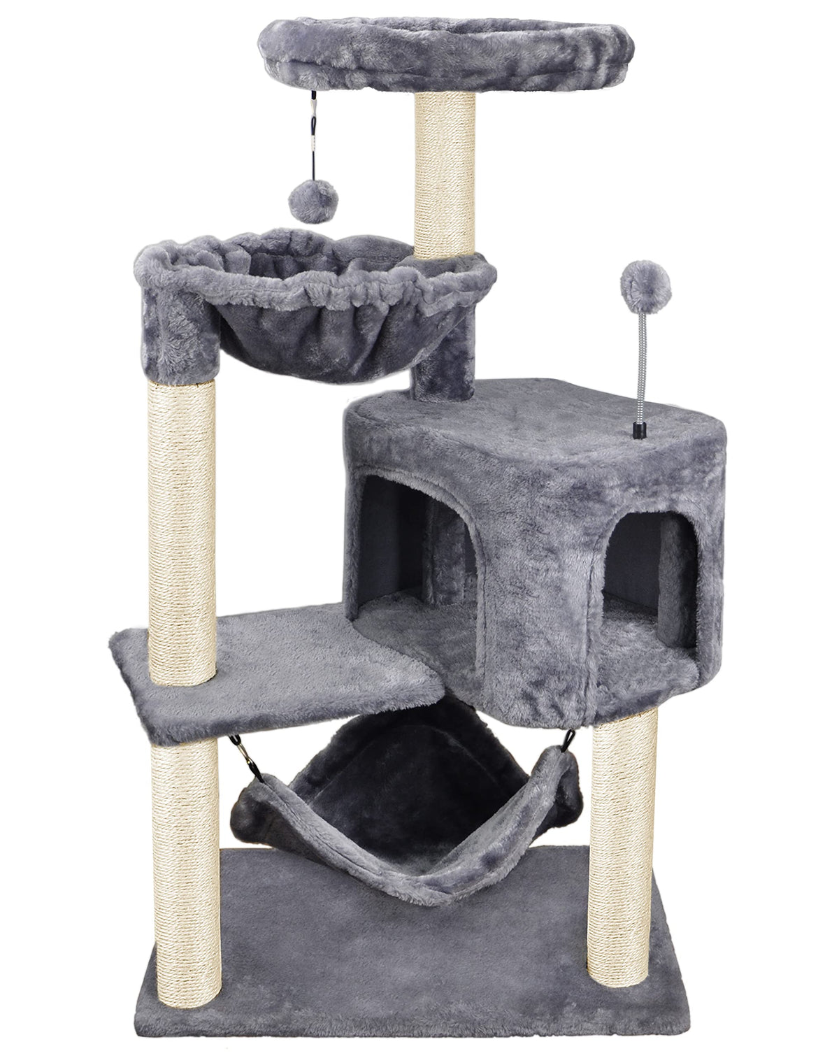 YUNIQUE arbre chat gris avec nid et base stable, repos élevé
