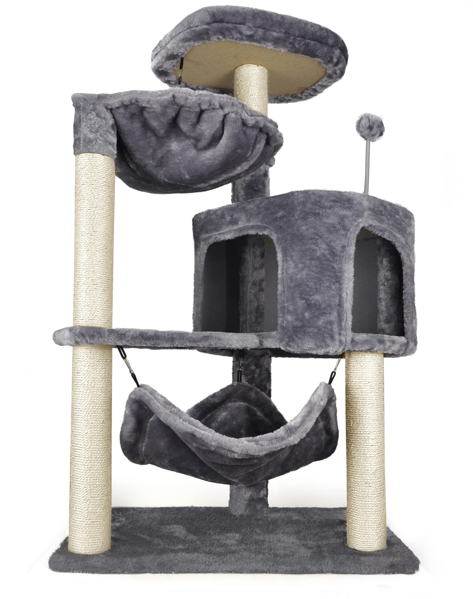 YUNIQUE arbre chat gris avec poteaux en sisal pour griffage durable