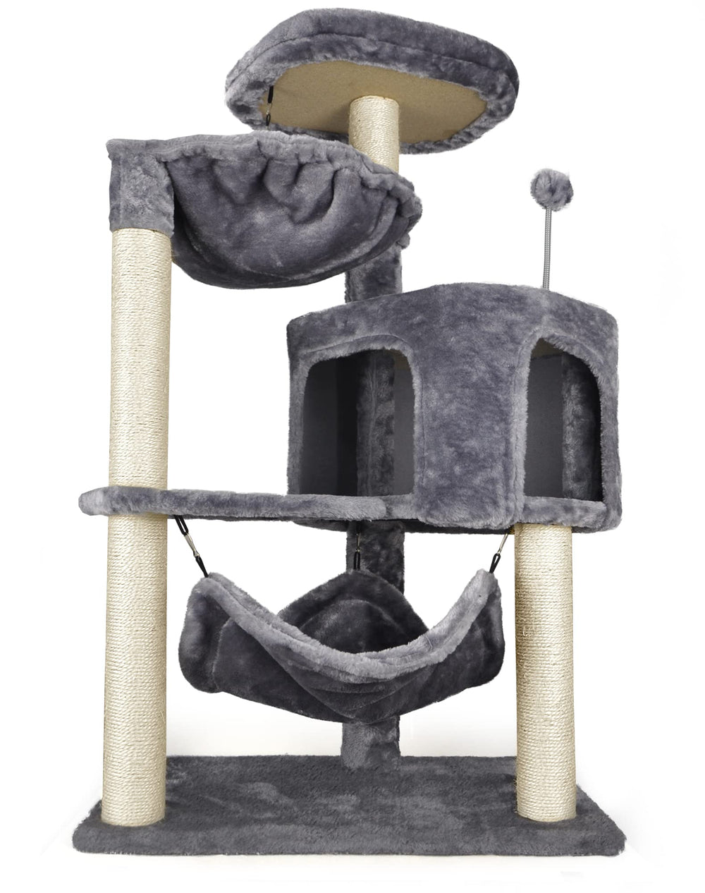 YUNIQUE arbre chat gris avec poteaux en sisal pour griffage durable