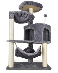 YUNIQUE arbre chat gris avec poteaux en sisal pour griffage durable