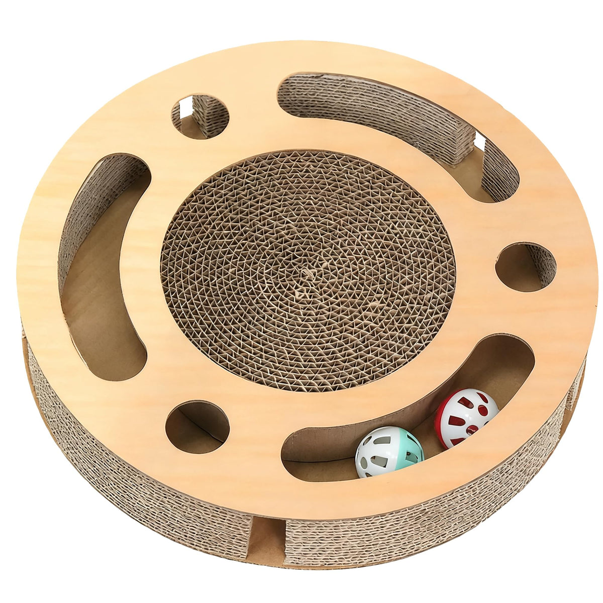 YUNIQUE grattuoir rond avec balle cloche pour stimuler le jeu des chats