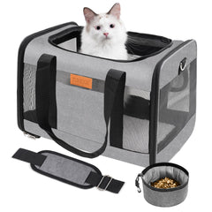 Porte-chat YUNIQUE face avant grise, transport léger pour sorties quotidiennes
