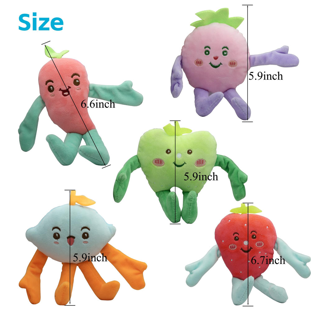 Jouet YUNKINGDOM fruits colorés peluche et sifflet, idéal pour la mastication.