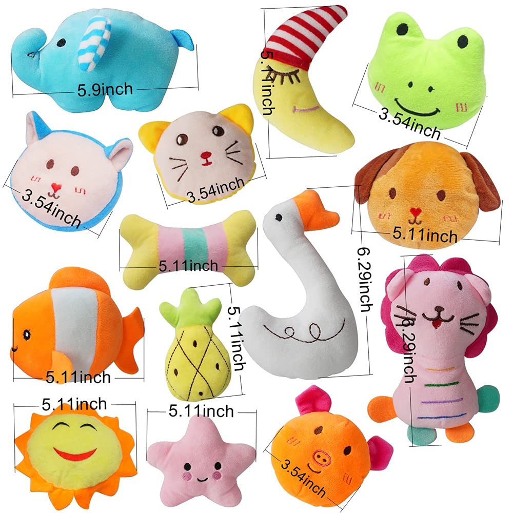 Ensemble YUNKINGDOM fruits et animaux, peluches colorées pour petits chiens.