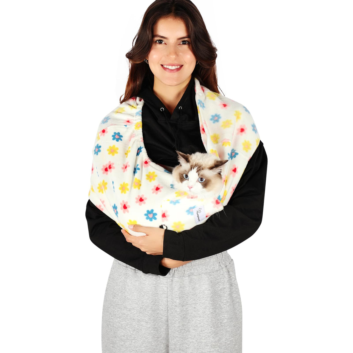 Sling Yunpawpet pour chat, polaire douce, cocon apaisant.