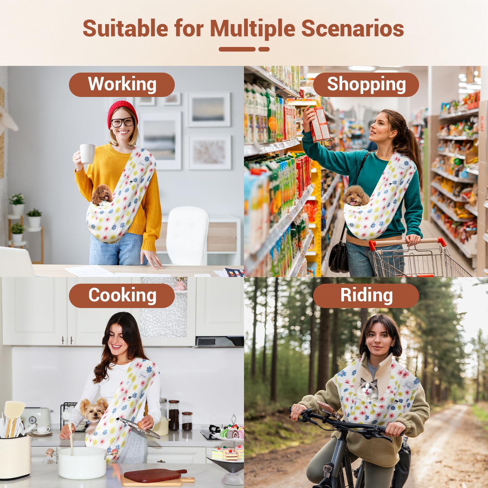 Sling transportable Yunpawpet, pratique en déplacement et cafés.