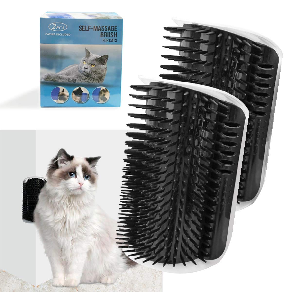 Brosse Yuntop pour chaton sur coin mural, massage doux et agréable.