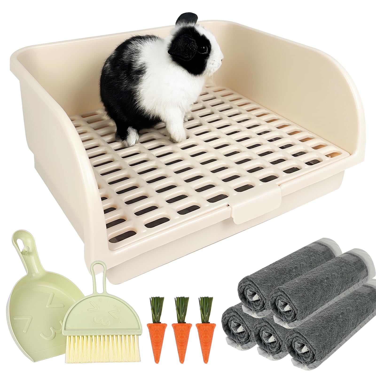 Yuoaes boite-litiere-lapin-grillage-grand: espace confortable et propreté facilitée.
