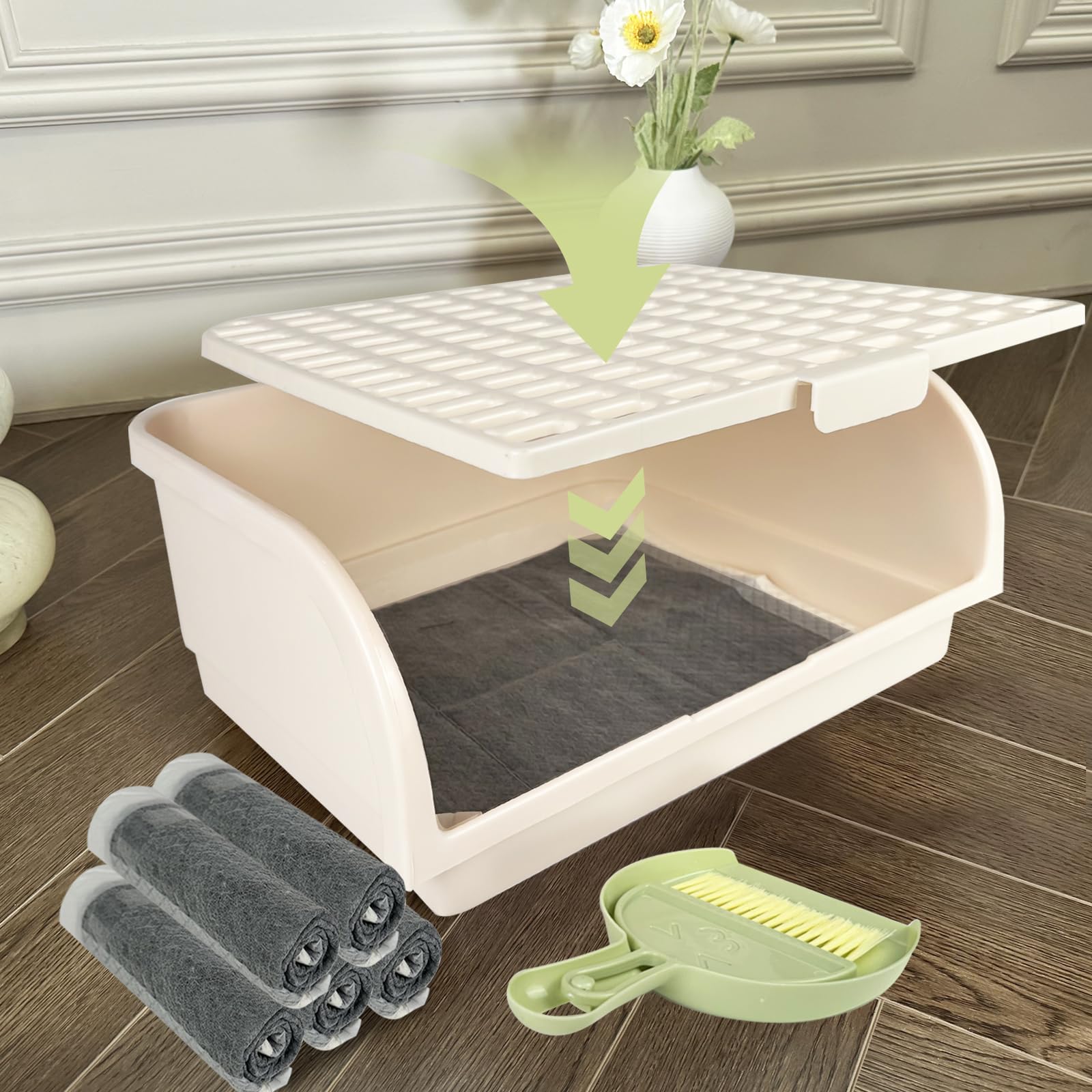 Yuoaes boite-litiere-lapin-plastique-solide: robuste et confortable pour les pattes.