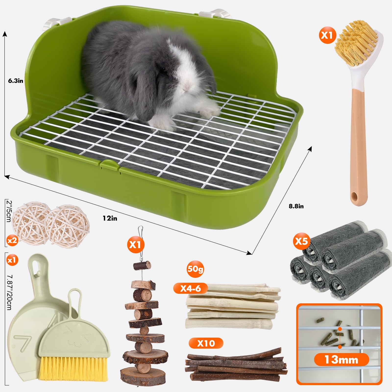 Litière Yuoaes, taille 12-9-6-3 pouces, adaptée pour lapins et cochons d’Inde.