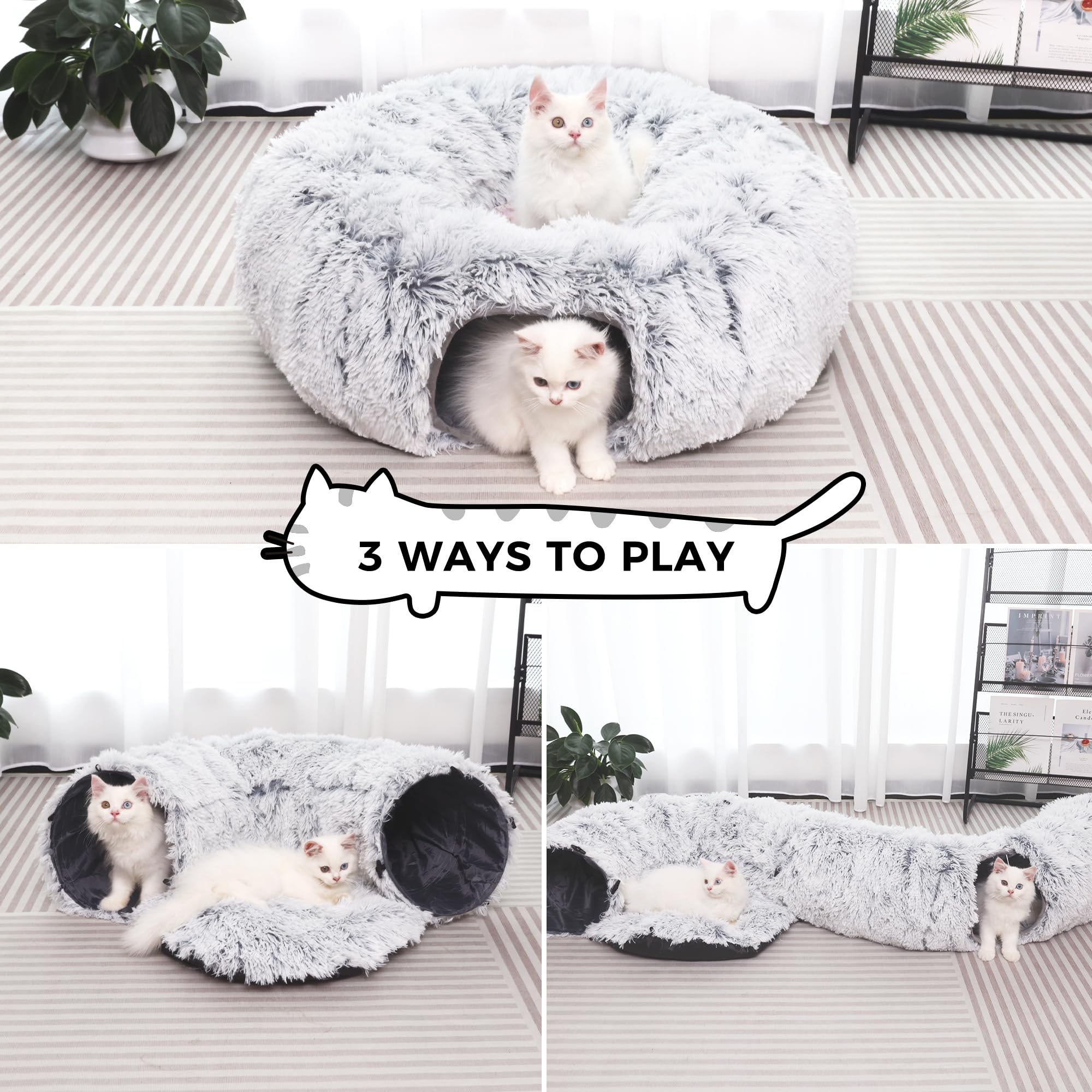Le tunnel-chat-coussin-doux de YUYAFN apporte chaleur et confort lors des siestes.