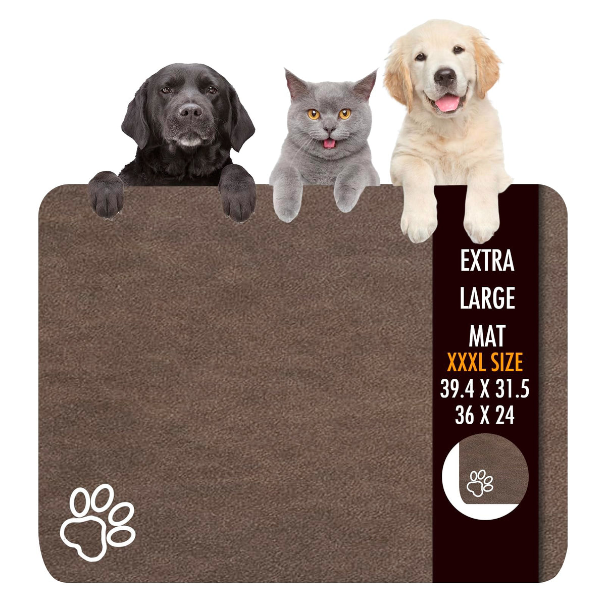 Tapis nourriture Yuzshin 36x24 : absorption rapide pour chien et chat.