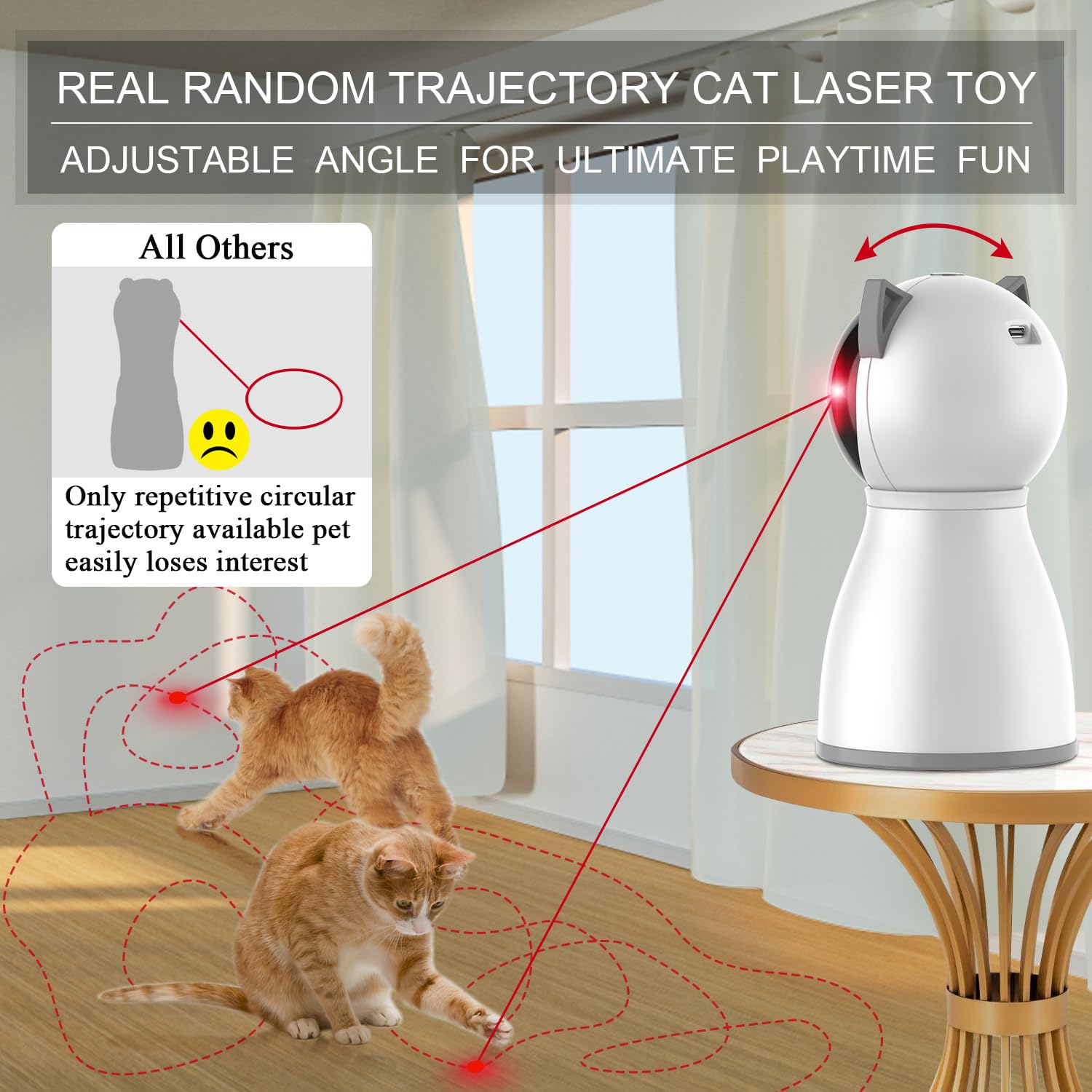 Jouet laser YVE LIFE activé par mouvement pour chats d'intérieur actifs et curieux.