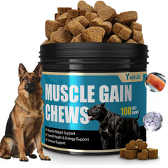 Bouchées YWUJID Power Chews en bouteille prêt à l’emploi, favorisant le gain musculaire du chien.