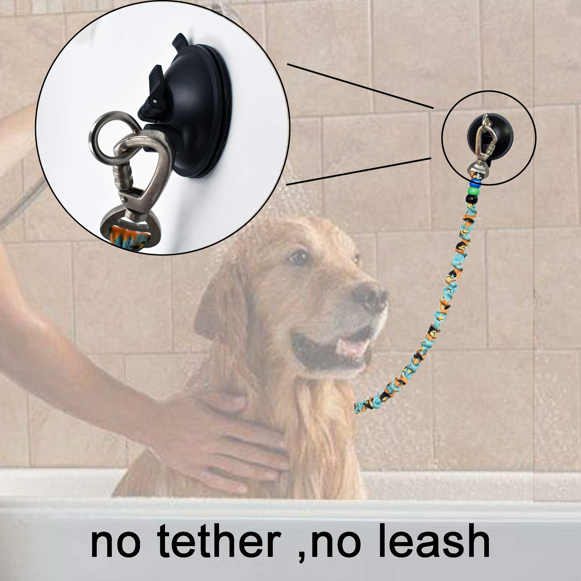 Le système maintient votre chien en place lors du shampoing et le brossage.