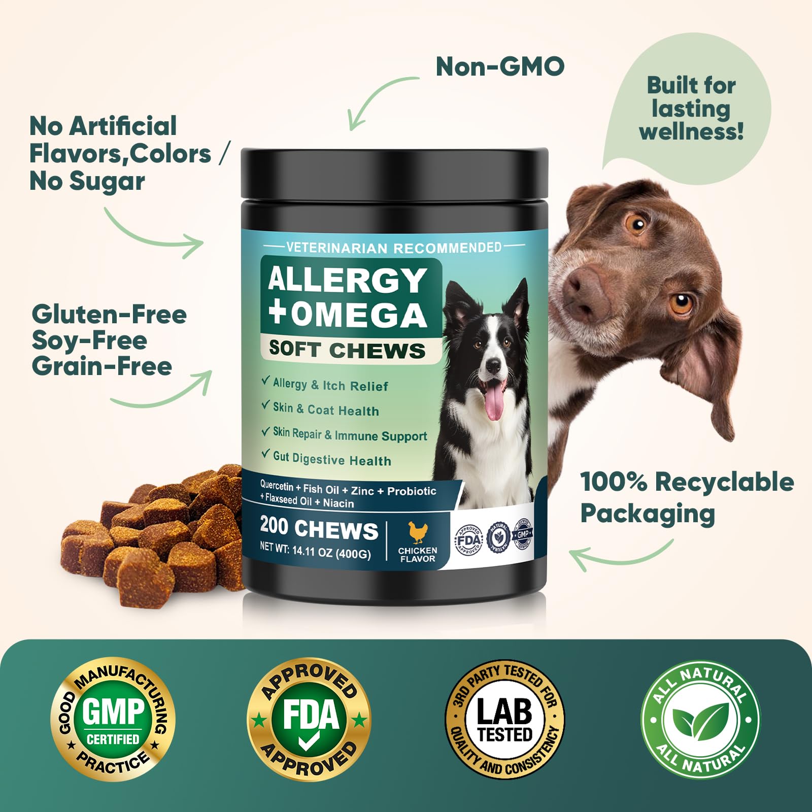 YYTKMY Sans Gluten Sans Soja Chien : formule douce pour chiens sensibles.