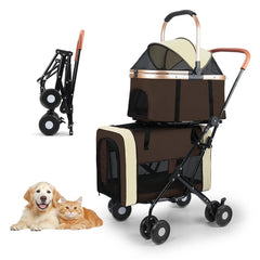 YYW Poussette double avec cabines détachables pour deux animaux, promenade sûre.