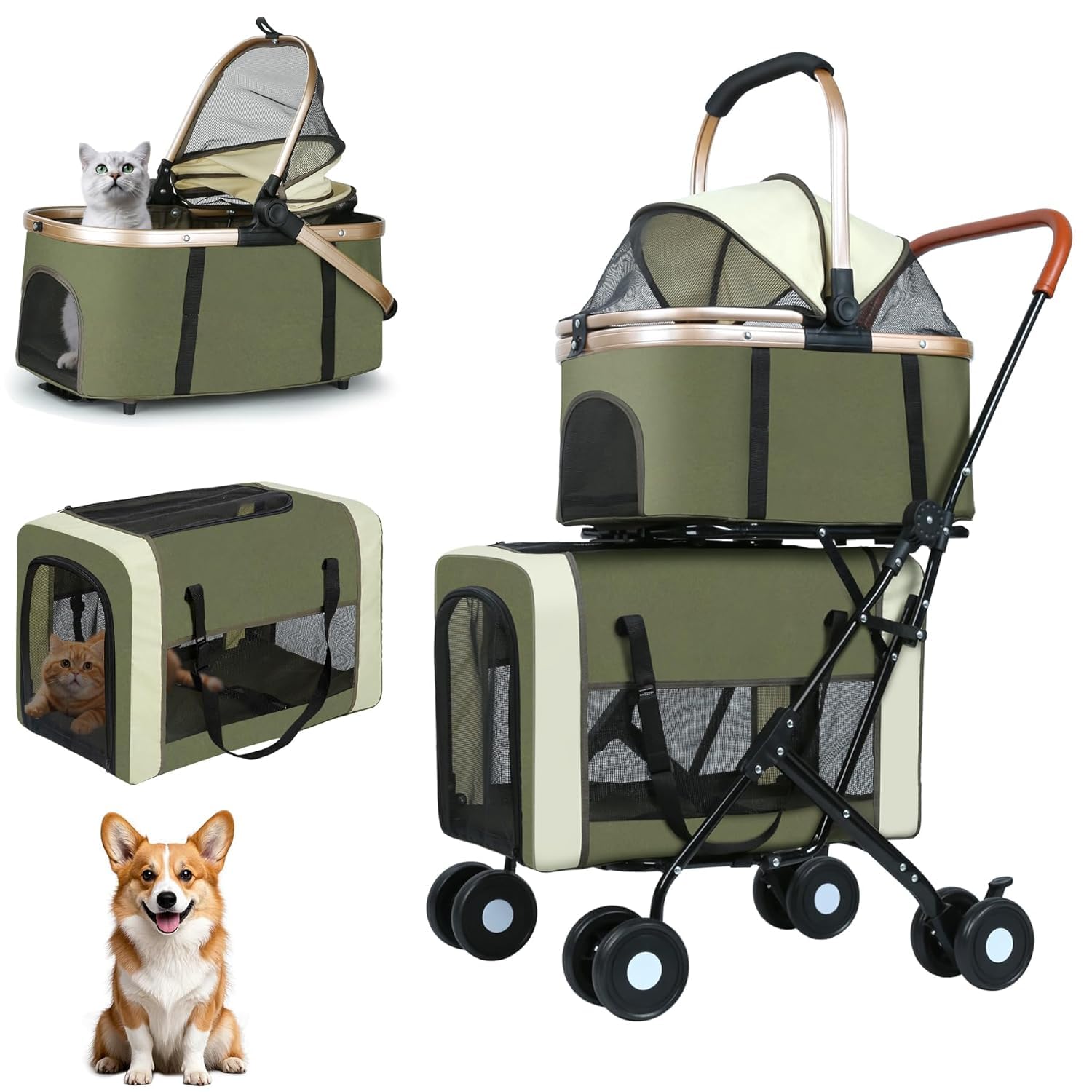 YYW poussette double pour petits chiens et chats, balades sans conflit.