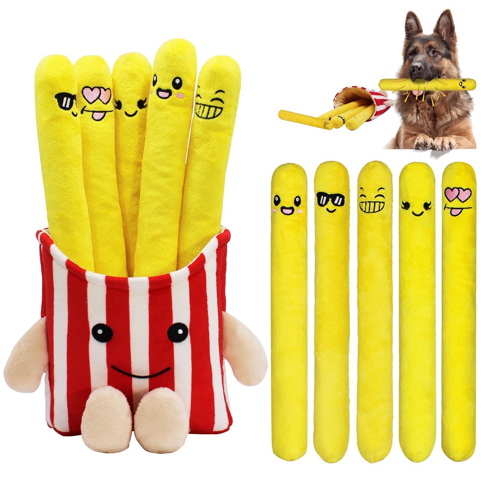 YZHDUXIU frite en peluche, parfait cadeau pour chiens et leurs propriétaires.