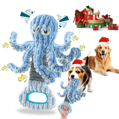 YZHDUXIU jouet pieuvre bleu pour chien, interaction ludique et stimulation du jeu.