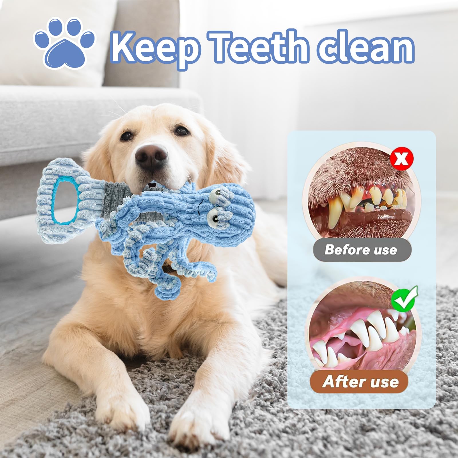 YZHDUXIU pieuvre bleu anti-stress, distraction apaisante pour chien.