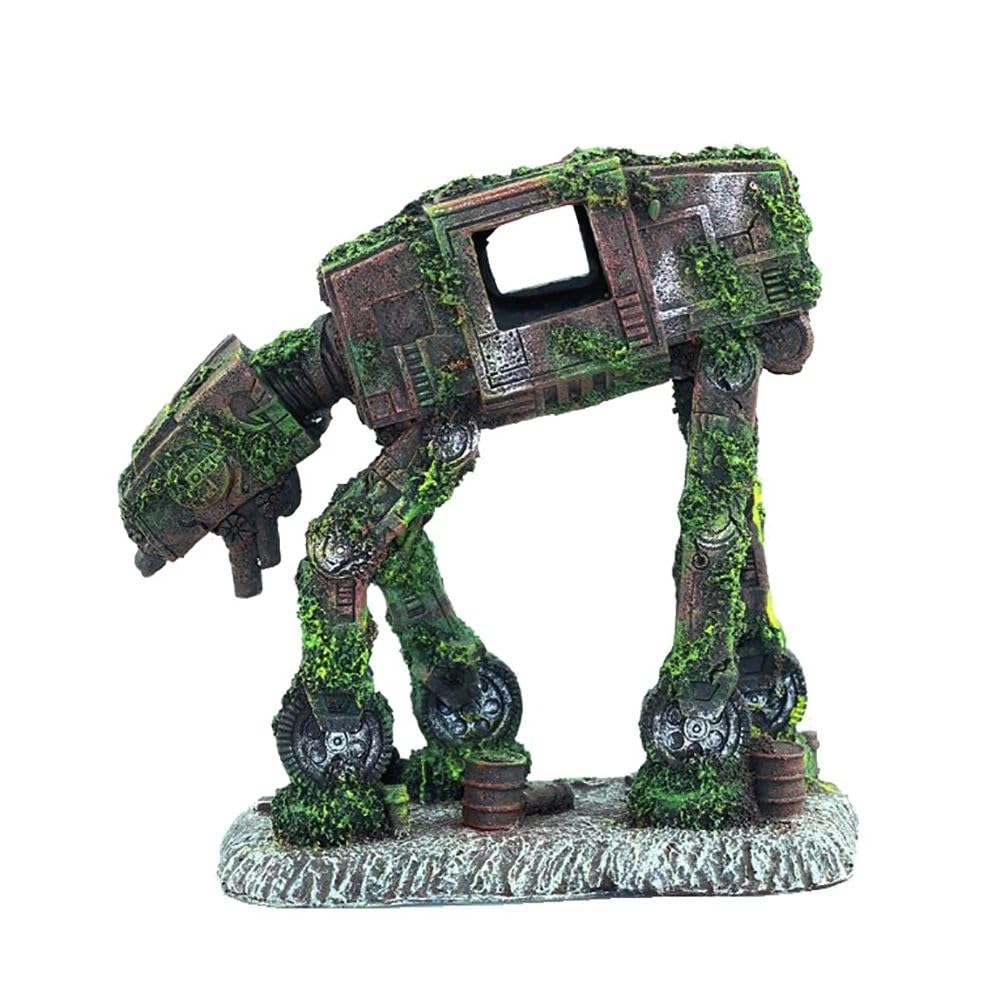 YZHZOM AT-AT Walker décor, vue avant dans l'aquarium, apporte une apparence réaliste et naturelle.
