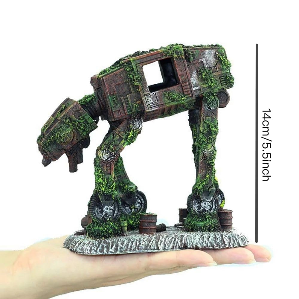 YZHZOM AT-AT Walker décor, refuge Betta, offre un cache pour petit poisson tout en restant sûr.