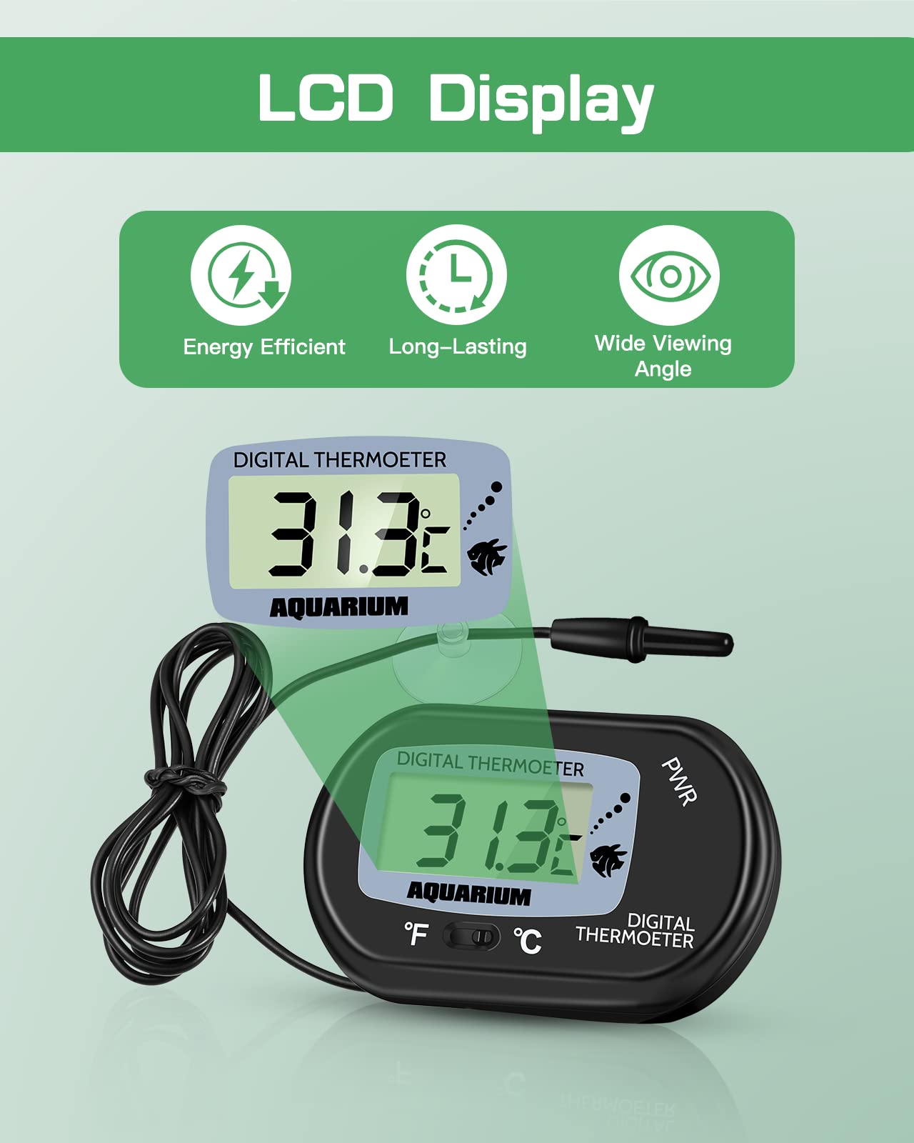 Zacro thermomètre avec sonde d'immersion pour mesurer précisément l'eau du réservoir.