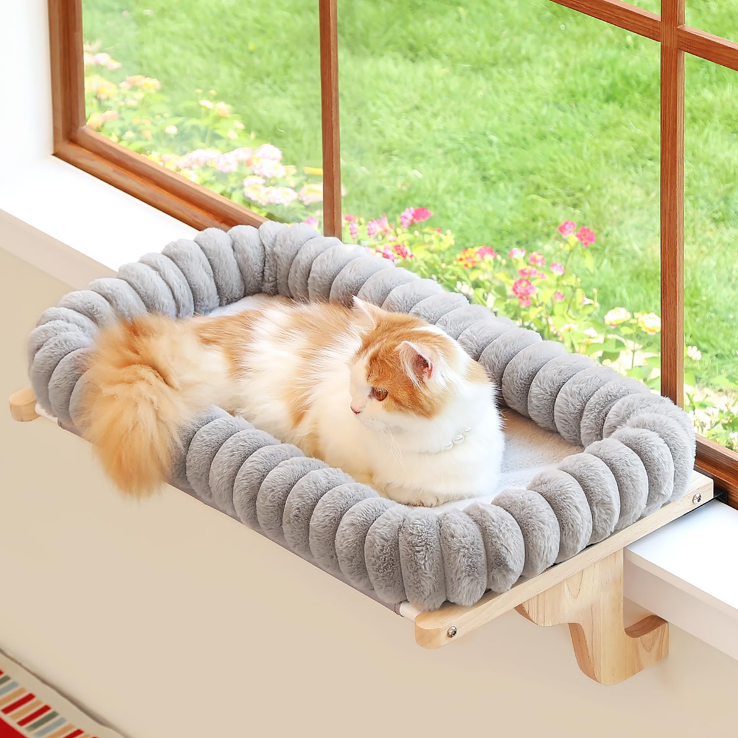 Zakkart SnugCloud perchoir-fenetre-bois-naturel, espace confortable près de la lumière