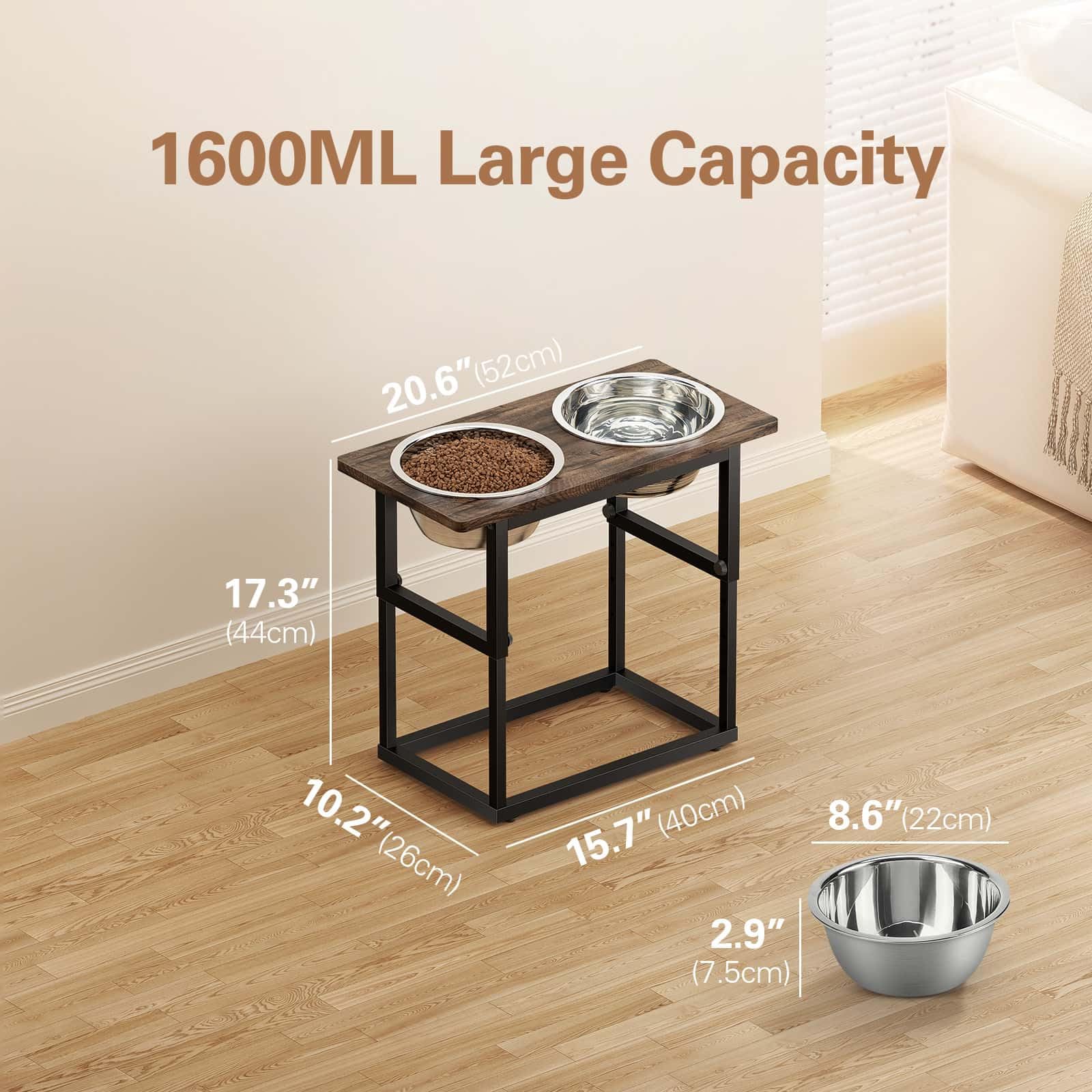 Capacité 1600 ml par bol, idéaux pour les grandes races.