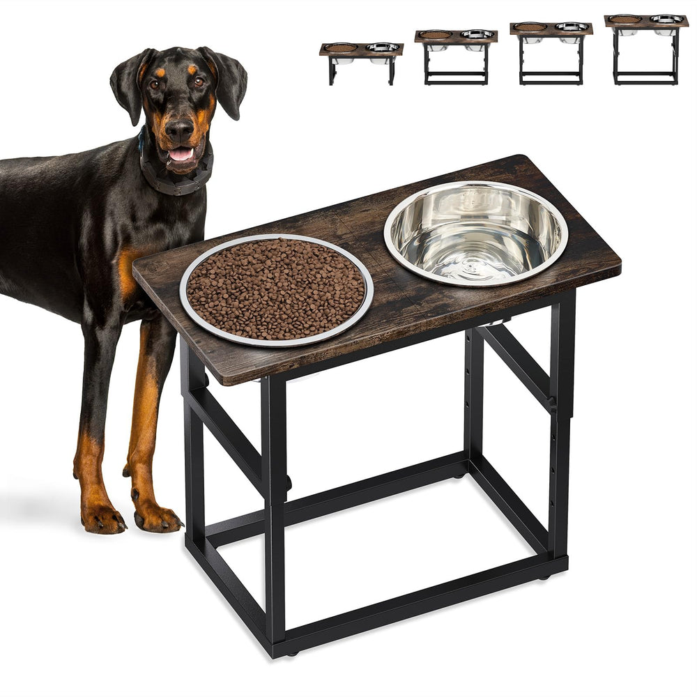 Gamelles surlevées Zarler avec 2 bols en acier inox pour repas confortables.