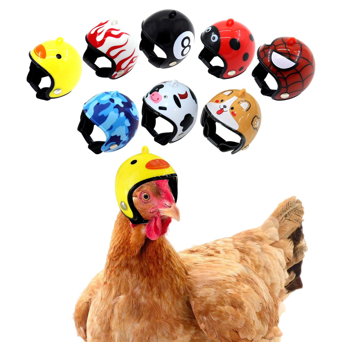 Casque Zaruatu ajustable pour poulet, ensemble de 8, pratique et léger.